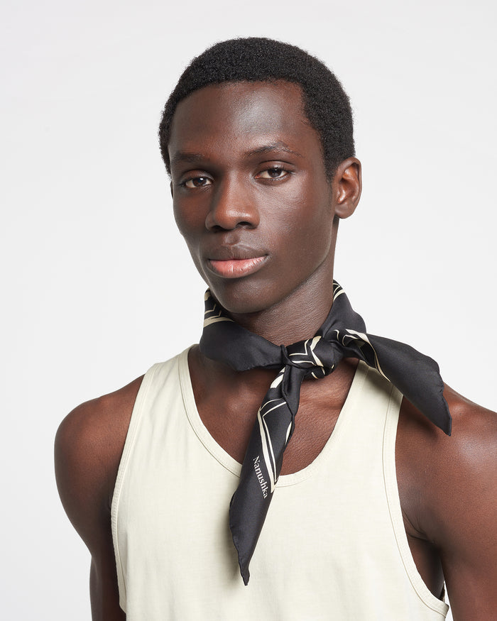 Shoul - Silk scarf - Off Black/Beige Kopjafa