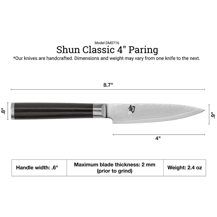 Shun Classic Paring Knife, 4-in. - Kitchen Universe