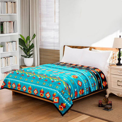 Silk Touch Reversible Blanket Queen in Teal Pattern