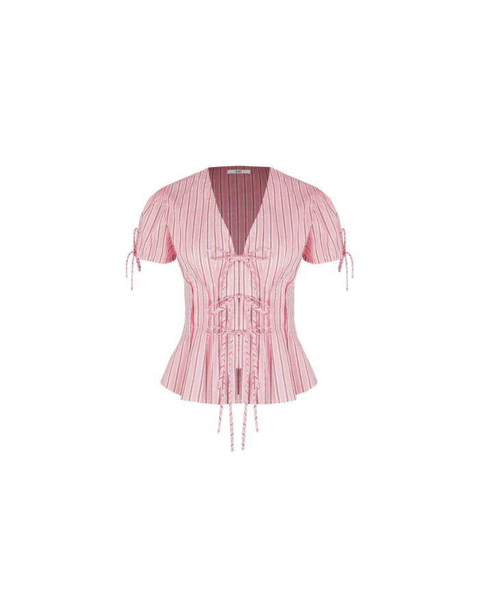 SIMONA BLOUSE PINK RED STRIPE
