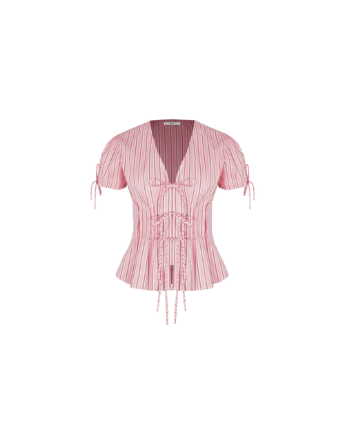 SIMONA BLOUSE PINK RED STRIPE