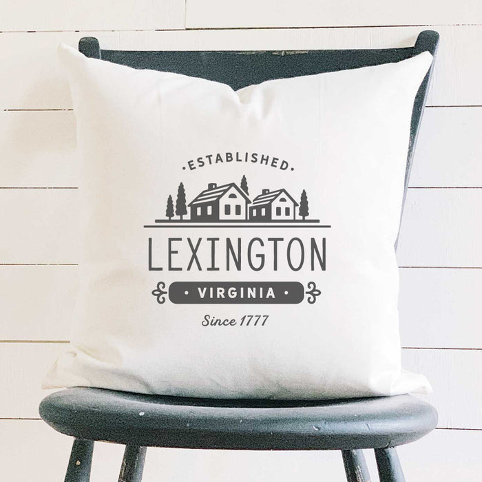 Simple Houses w/ City, State - Custom Square Canvas Pillow