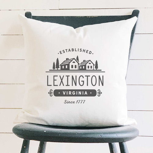 Simple Houses w/ City, State - Custom Square Canvas Pillow