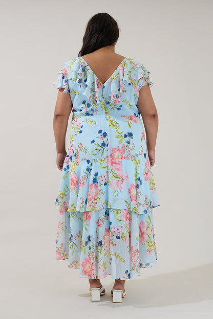 Sinclair Ruffle Tiered Midi Dress Missa Floral Curve