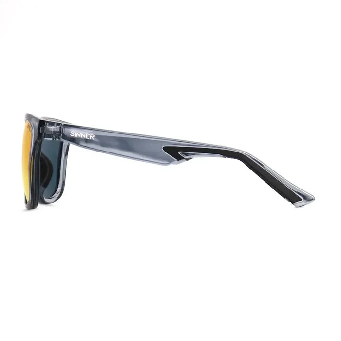 Sinner Pataua Polarised Sunglasses in grey shown from the side on a white background