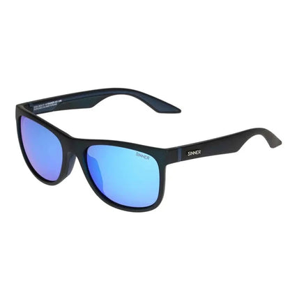 Sinner Rockford polarised sunglasses in matte black colour shown from the side on a white background