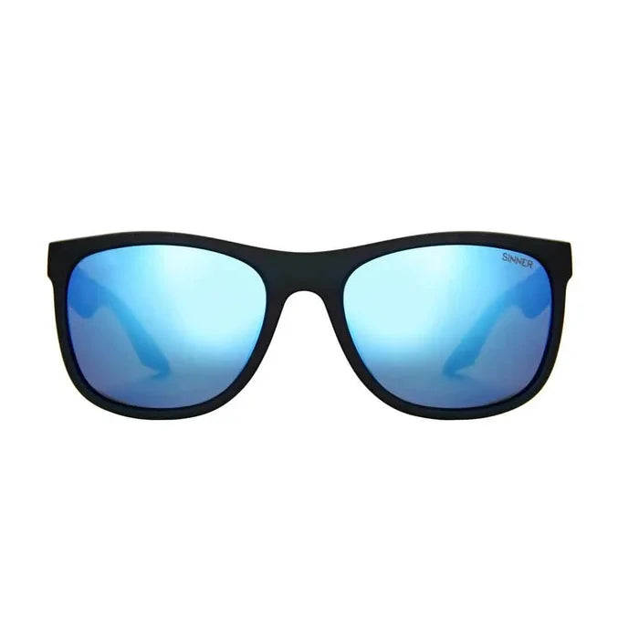 Sinner Rockford polarised sunglasses in matte black colour shown from the front on a white background