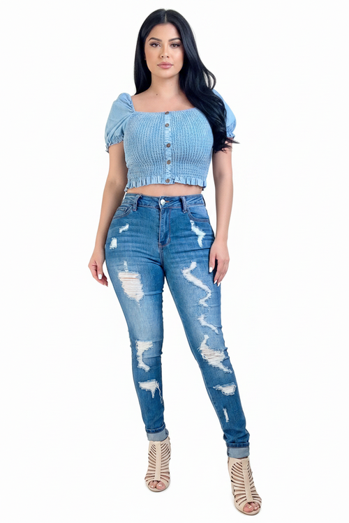 Skinny Curvy Fit Denim High Rise Jeans