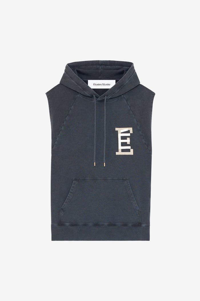 ETUDES STUDIO SLEEVELESS LOOSE HOODIE BASEBALL NAVY 1