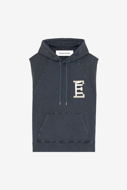 ETUDES STUDIO SLEEVELESS LOOSE HOODIE BASEBALL NAVY 1