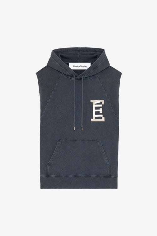 ETUDES STUDIO SLEEVELESS LOOSE HOODIE BASEBALL NAVY 1