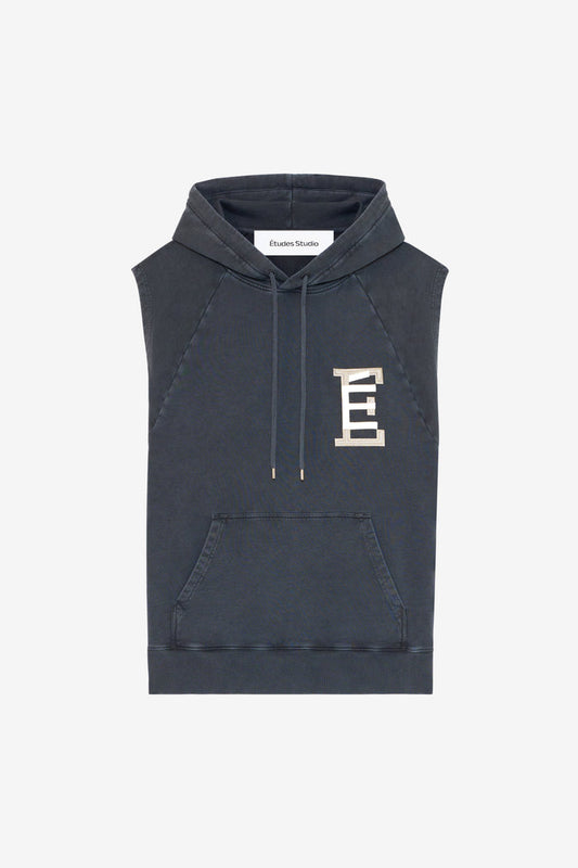 ETUDES STUDIO SLEEVELESS LOOSE HOODIE BASEBALL NAVY 1
