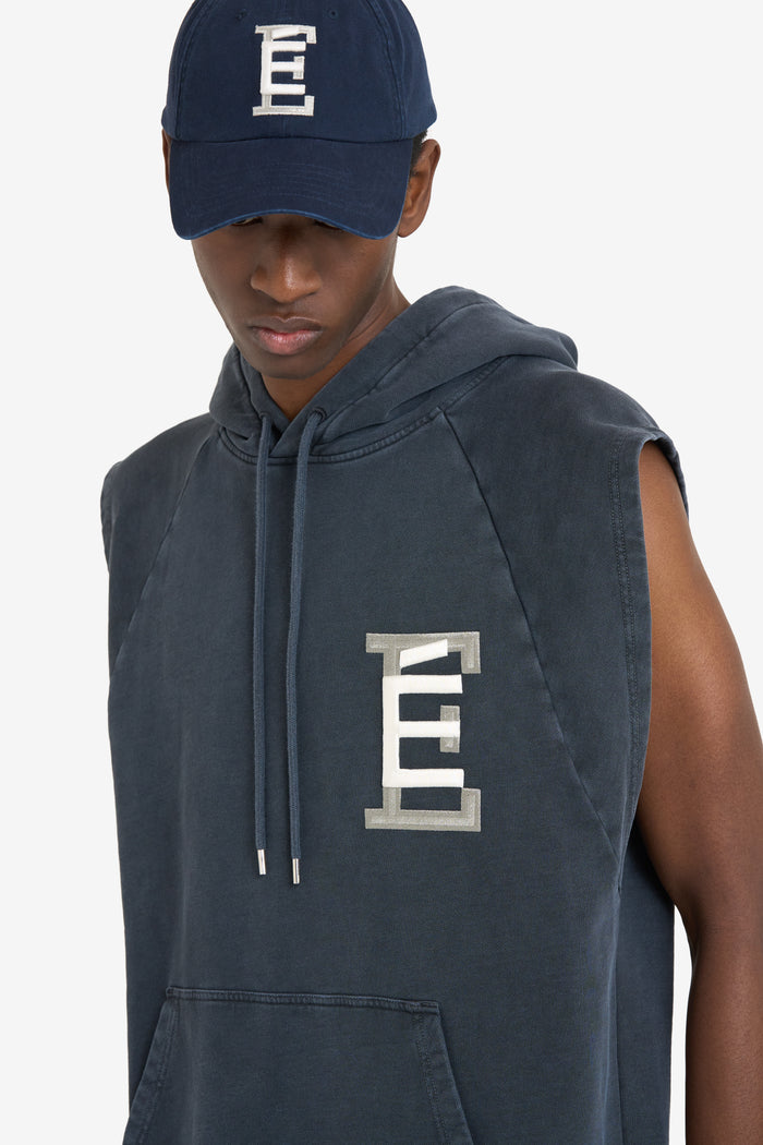 ETUDES STUDIO SLEEVELESS LOOSE HOODIE BASEBALL NAVY 4