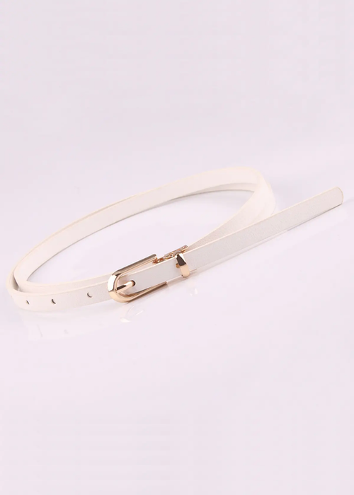 White belt with a gold buckle on a white background