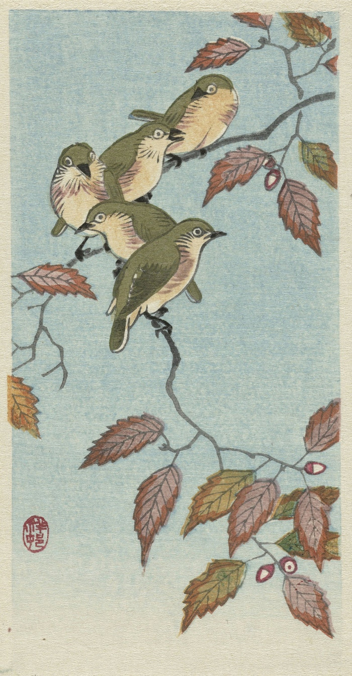 Small Birds on a Twig by Ohara Koson, 1900