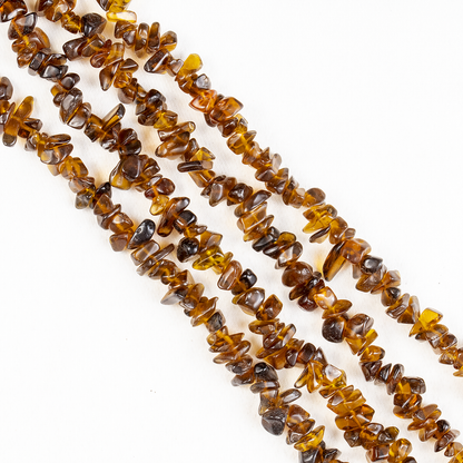 Smokey Quartz Chip Beads Necklace, Crystal Uncut Beads