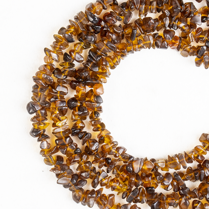 Smokey Quartz Chip Beads Necklace, Crystal Uncut Beads