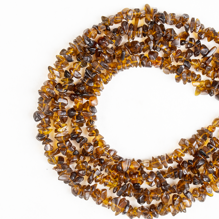 Smokey Quartz Chip Beads Necklace, Crystal Uncut Beads