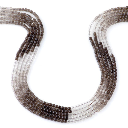 This is a Dakota Stones 3mm Smoky Quartz Banded Gemstone strand with A grade table-cut cube beads in 15-16 inch strand.