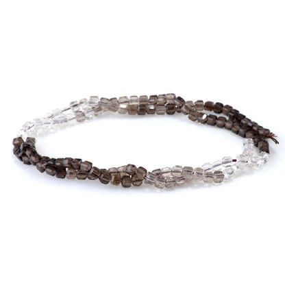 This is a Dakota Stones 3mm Smoky Quartz Banded Gemstone strand with A grade table-cut cube beads in 15-16 inch strand.