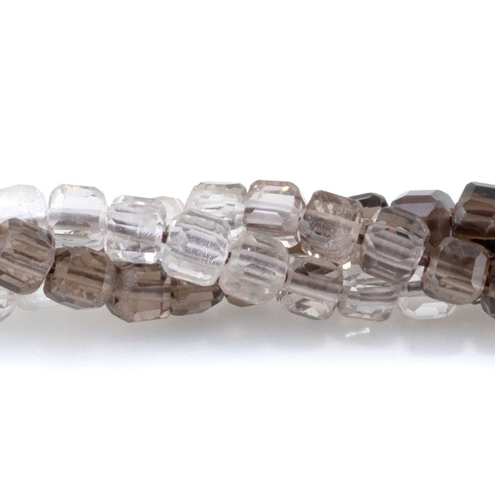 This is a Dakota Stones 3mm Smoky Quartz Banded Gemstone strand with A grade table-cut cube beads in 15-16 inch strand.
