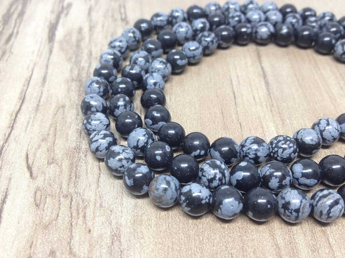 Snowflake Black Obsidian Mala With 108 Prayer Beads Jap Mala.