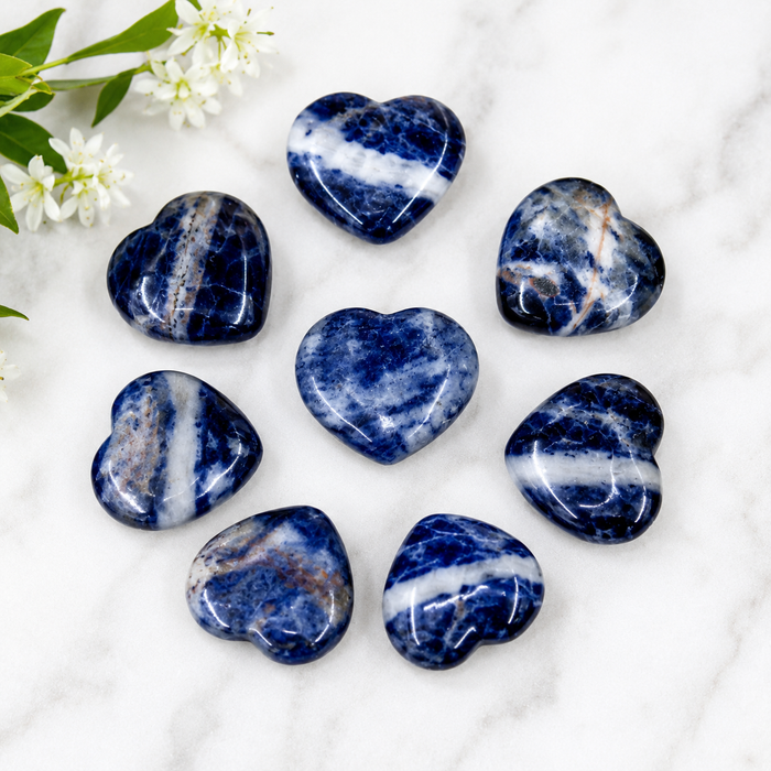 Sodalite Heart Crystal, Puffy Mini 1 Inch Pocket Crystal Heart