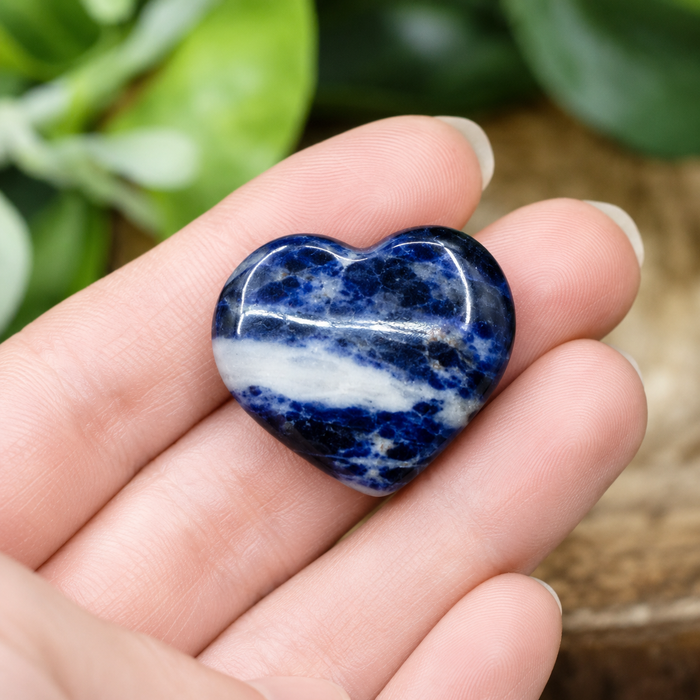 Sodalite Heart Crystal, Puffy Mini 1 Inch Pocket Crystal Heart