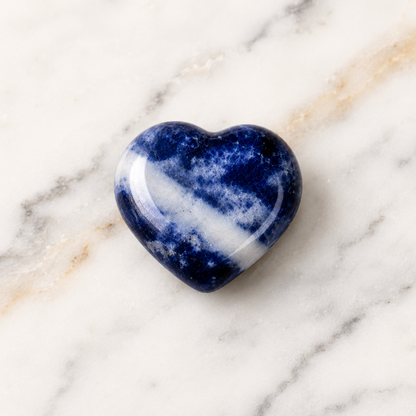 Sodalite Heart Crystal, Puffy Mini 1 Inch Pocket Crystal Heart