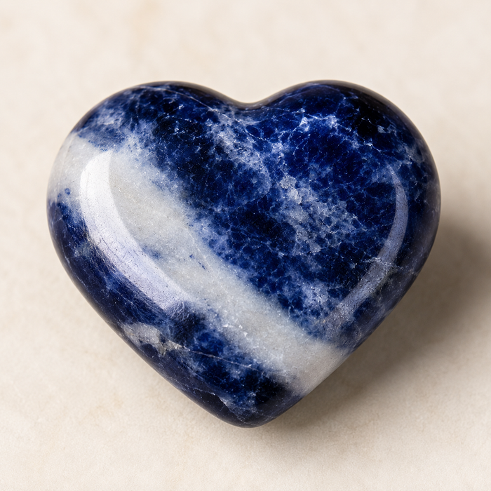 Sodalite Heart Crystal, Puffy Mini 1 Inch Pocket Crystal Heart
