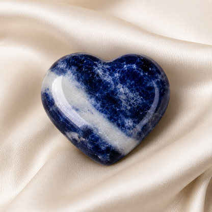 Sodalite Heart Crystal, Puffy Mini 1 Inch Pocket Crystal Heart