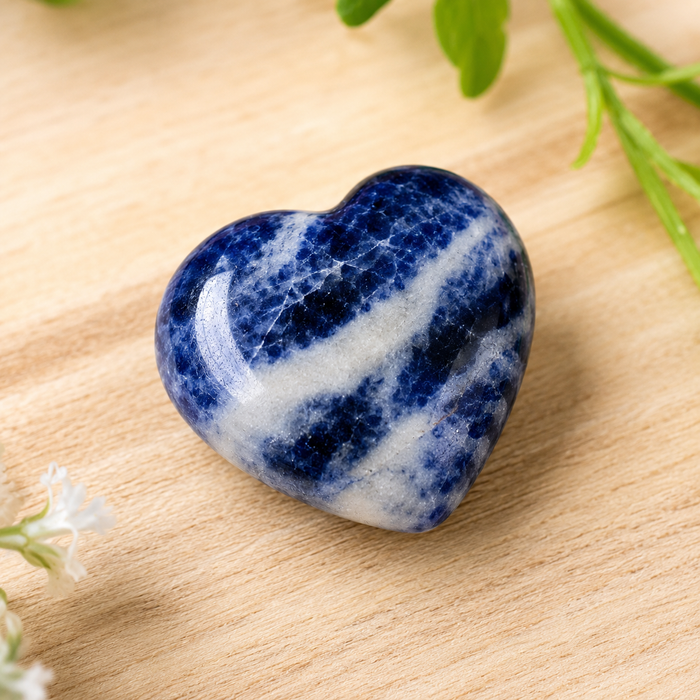 Sodalite Heart Crystal, Puffy Mini 1 Inch Pocket Crystal Heart