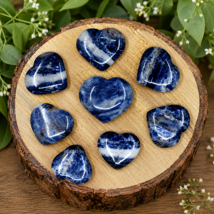 Sodalite Heart Crystal, Puffy Mini 1 Inch Pocket Crystal Heart