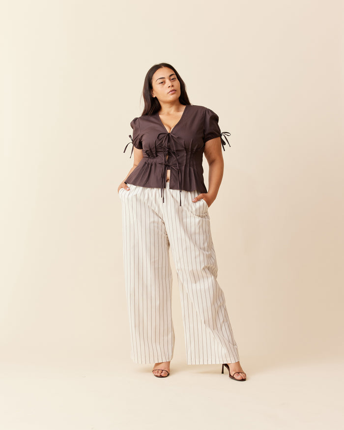 SONNY PANT COFFEE CREAM STRIPE
