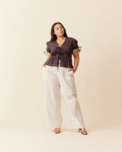 SONNY PANT COFFEE CREAM STRIPE
