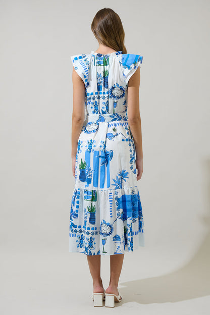Sosy Postcard Charlotte Button Midi Dress