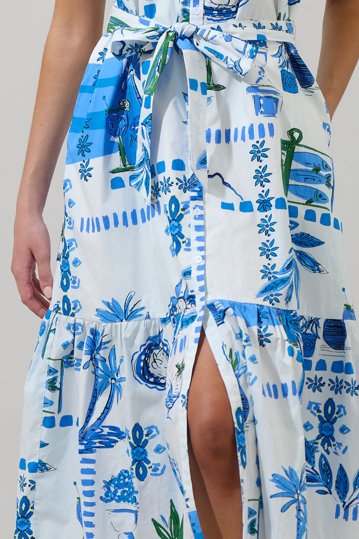 Sosy Postcard Charlotte Button Midi Dress