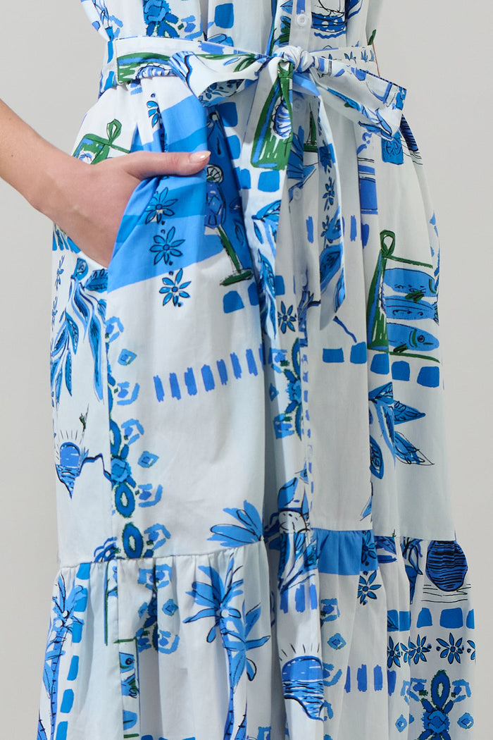 Sosy Postcard Charlotte Button Midi Dress