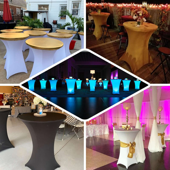 Various styled cocktail tables for events and parties.