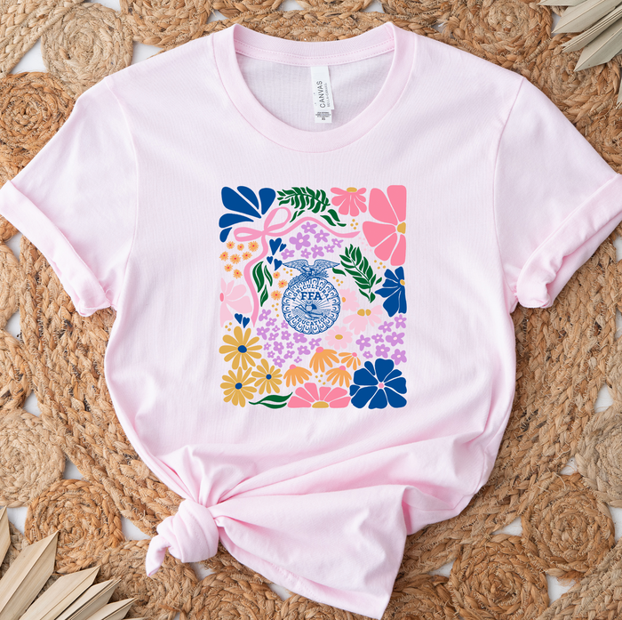 Spring Floral Emblem- Bella Canvas T-Shirt
