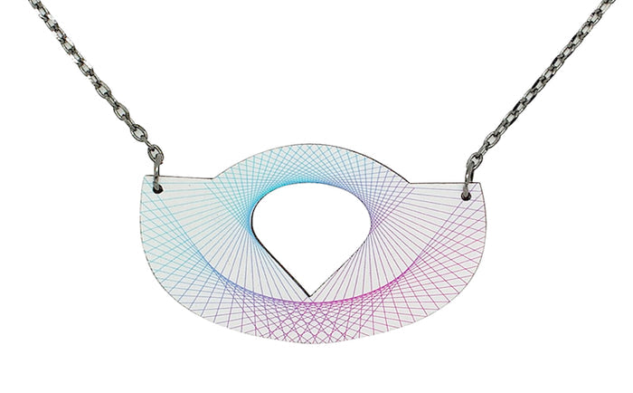Star Gate radial geometric pendant necklace, laser-cut and made in USA
