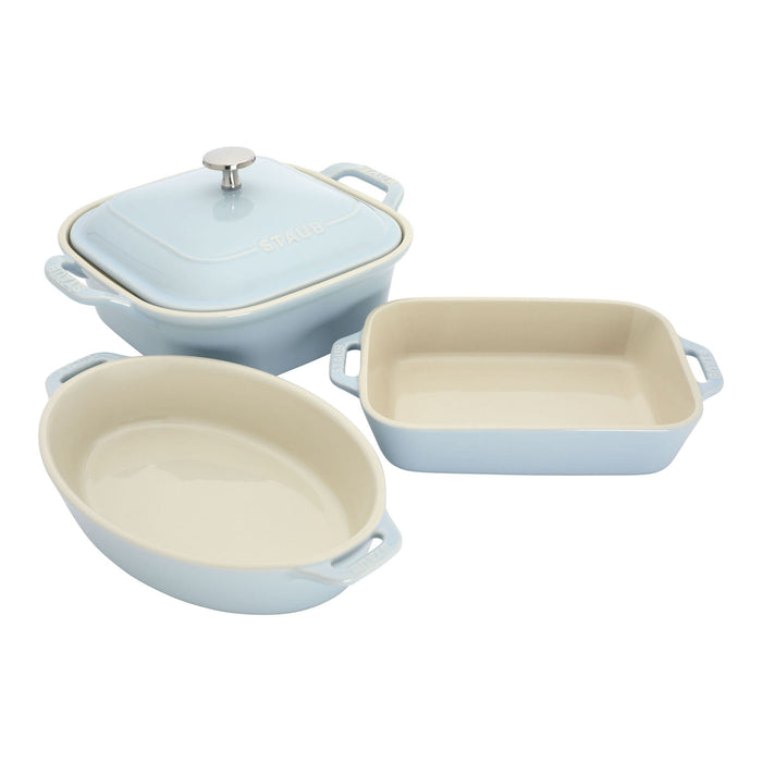 Staub Stoneware 4-pc Macaron Mixed Baking Dish Set - Light Blue
