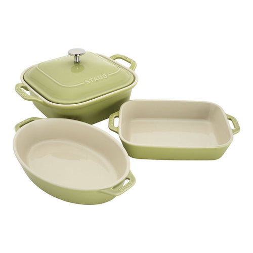Staub Stoneware 4-pc Macaron Mixed Baking Dish Set - Light Green