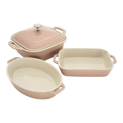 Staub Stoneware 4-pc Macaron Mixed Baking Dish Set - Light Pink