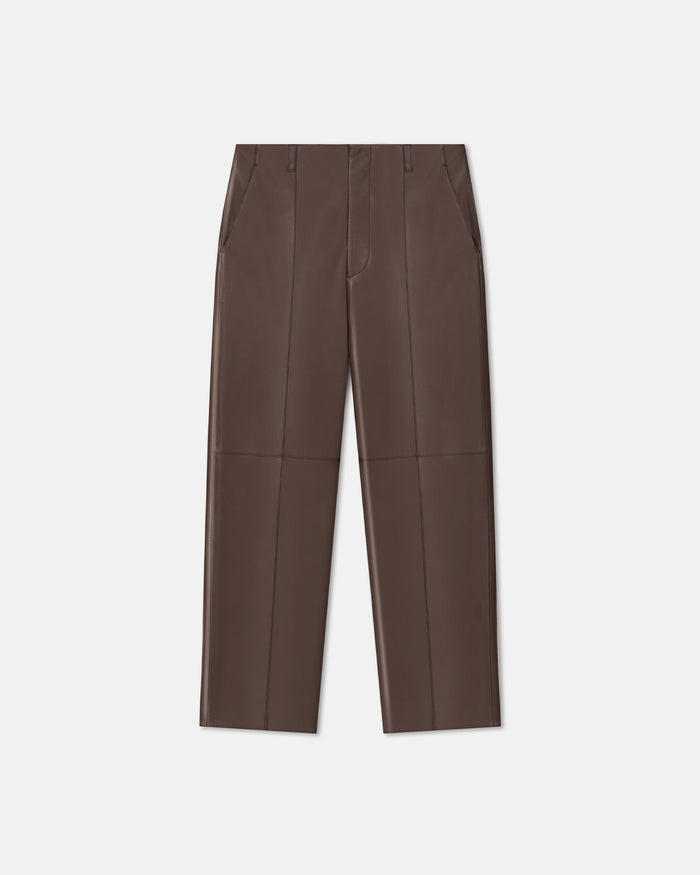 Stellan - Regenerated Leather Straight-Leg Pants - Chocolate