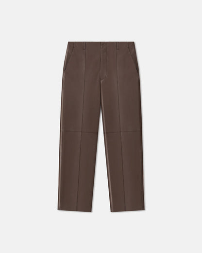Stellan - Regenerated Leather Straight-Leg Pants - Chocolate