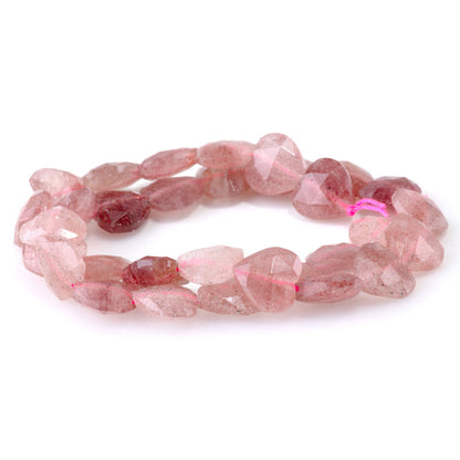 This is a Dakota Stones 14mm Strawberry Quartz Gemstone strand with faceted heart beads in 15-16 inch strand.