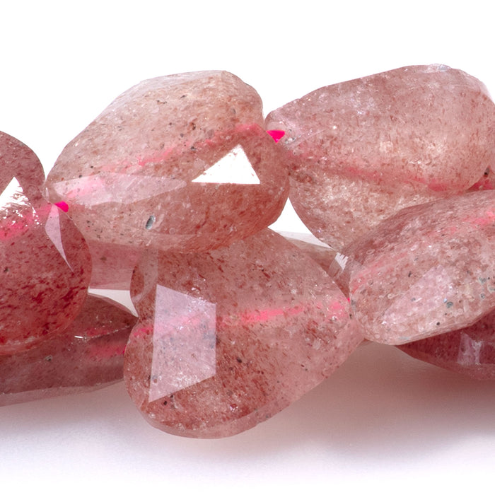 This is a Dakota Stones 14mm Strawberry Quartz Gemstone strand with faceted heart beads in 15-16 inch strand.