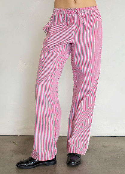 Striped Lace Track Pants - Red
