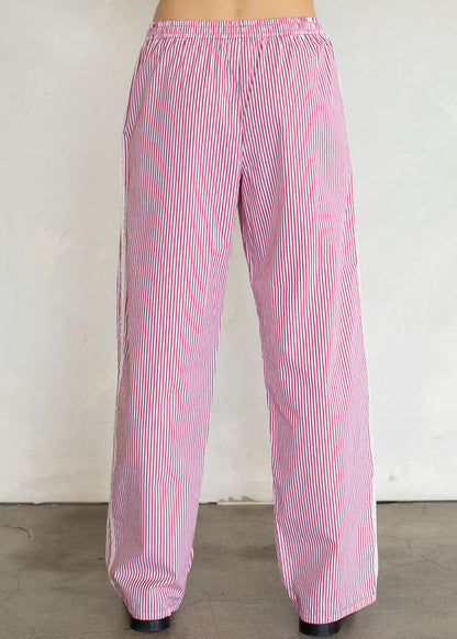 Striped Lace Track Pants - Red
